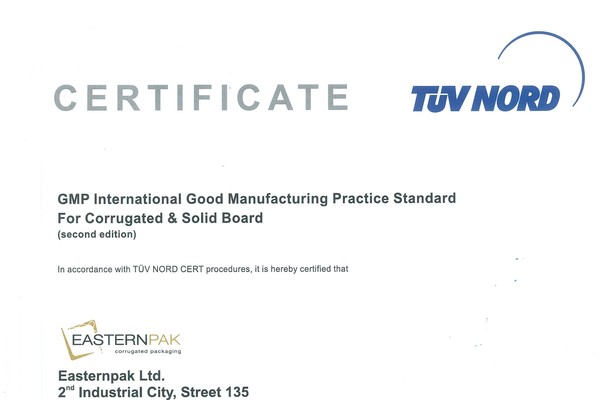 EASTERNPAK Maintains High Quality Standards with ISO 9001:2008 & FEFCO GMP Certification