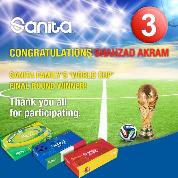 SANITA FAMILY Names Second & Third Round Winners of World Cup Facebook Contest